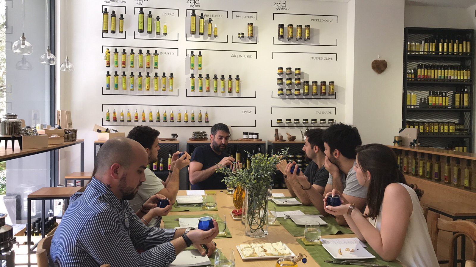 Guests tasting Zejd olive oils at House of Zejd